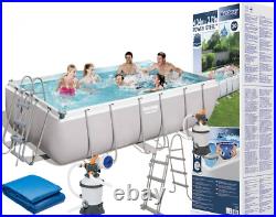 Bestway 56442 13.3ft(404x201x100cm) Rectangular Garden Swimming Pool & Sand Pump