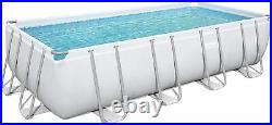Bestway 56466 18'x9'x48 Above Ground Steel Frame Rectangular Swimming Pool Set