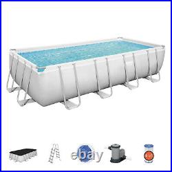 Bestway 56466 18'x9'x48 Above Ground Steel Frame Rectangular Swimming Pool Set