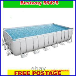 Bestway 56475 Above Ground Swimming Pool Rectangular Power Steel 24' X 12' X 52