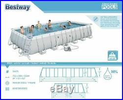Bestway 56475 Power Steel Above Ground Rectangular Swimming Pool 732x366x132cm
