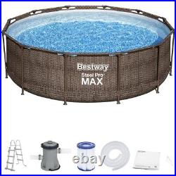 Bestway 56709 Steel Pro Deluxe Brown 12 FT x 39.5 Pool 366 x 100 cm SET Rattan