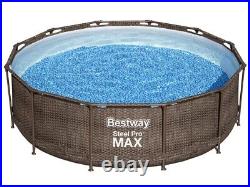 Bestway 56709 Steel Pro Deluxe RATTAN 12 FT x 39.5 Pool 366 x 100 cm SET Brown