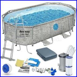 Bestway 56714 14 ft x 8 ft x 39.5 OVAL Vista Swimming Pool + PUMP Ladder COVER