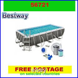Bestway 56721 Power Steel 13.3ft Rectangular Above Ground Swimming Pool