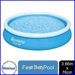 Bestway Fast Set Swimming Pool Above Ground Blue Inflatable 12ft x 30'', 5377L