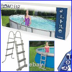 Bestway FlowClear 42 inch Metal Frame Step Ladder Pool Above Ground Swimmin o