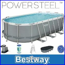Bestway Grey Oval above Ground Swimming Pool 549x274x122 CM, Incl. Filter, Head