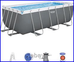 Bestway Power Steel Above Ground Pool, with Pump and Ladder Rectangular Pool