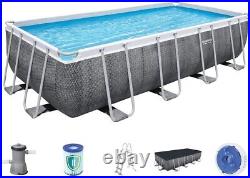Bestway Power Steel Frame Pool, Higher Quality Rattan Effect 488x244x122cm