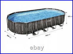 Bestway Power Steel Oval 24ft x 12ft x 4ft (732x366x122cm) Swimming Pool Grey