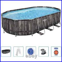 Bestway Power Steel Swimming Pool Set Outdoor Above Ground Swimming Pool Oval Be