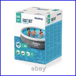 Bestway Rattan Effect Fast Set 12ft Outdoor Garden Durable Swimming Pool, 7340L