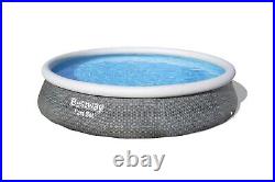 Bestway Rattan Effect Fast Set 12ft Outdoor Garden Swimming Pool & Filter Pump