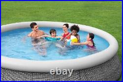 Bestway Rattan Effect Fast Set 12ft Outdoor Garden Swimming Pool & Filter Pump