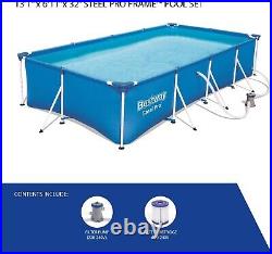 Bestway Rectangular Swimming Pool with Filter Pump Steel Pro 13.1 ft Blue