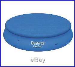 Bestway Round Swimming Pool Cover Easy Fast Set Paddling Sheet Debris W Rope Tie