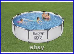 Bestway Steel 10ft Pro Max Round Frame Swimming Pool with Filter Pump Grey