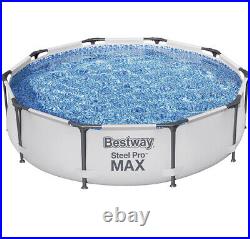 Bestway Steel 10ft Pro Max Round Frame Swimming Pool with Filter Pump Grey