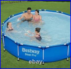 Bestway Steel Pro 12Ft 33in Swimming Pool Set with Filter Pump & Cover & Kit
