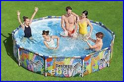 Bestway Steel Pro 3.05m x 66cm Round Above Ground Swimming Pool, Safari Open Box