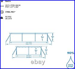 Bestway Steel Pro 9.10 ft Outdoor Swimming Pool, Above Ground Rectangular 3.00