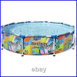 Bestway Steel Pro Colourful Zebra Design Round Family Swimming Pool BW56985