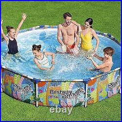 Bestway Steel Pro Colourful Zebra Design Round Family Swimming Pool BW56985