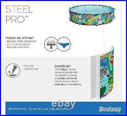 Bestway Steel Pro Colourful Zebra Design Round Family Swimming Pool BW56985