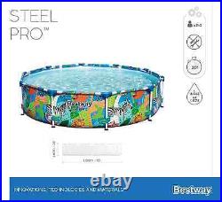 Bestway Steel Pro Colourful Zebra Design Round Family Swimming Pool BW56985