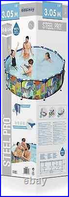 Bestway Steel Pro Colourful Zebra Design Round Family Swimming Pool BW56985