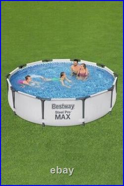 Bestway Steel Pro Max 12ft Above Ground Outdoor Swimming Pool w Filter Grey 8717