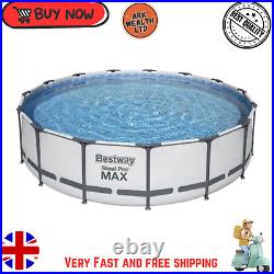 Bestway Steel Pro Max 12ft x 48in Round Above Ground Swimming Pool Set, Grey