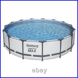 Bestway Steel Pro Max 12ft x 48in Round Above Ground Swimming Pool Set, Grey