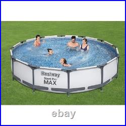 Bestway Steel Pro Max 12ft x 48in Round Above Ground Swimming Pool Set, Grey