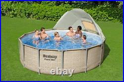 Bestway Steel Pro Max Above Ground Pool Round Swimming Pool Set Grey, 13 ft