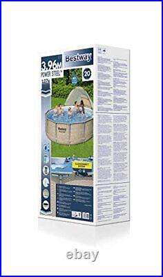 Bestway Steel Pro Max Above Ground Pool Round Swimming Pool Set Grey, 13 ft