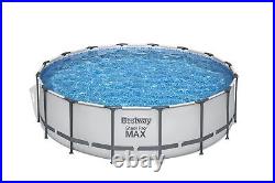 Bestway Steel Pro Max Above Ground Pool Round Swimming Pool Set Grey, 16 ft