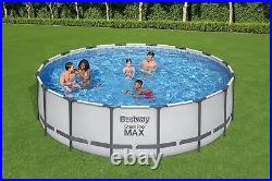 Bestway Steel Pro Max Above Ground Pool Round Swimming Pool Set Grey, 16 ft