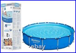 Bestway Steel Pro Max Round Frame Swimming Pool with Filter Pump, Blue, 13ft