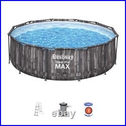 Bestway Steel Pro Max Round Pool Set 12FT Swimming Pool, Wood Print