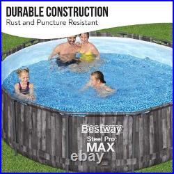 Bestway Steel Pro Max Round Pool Set 12FT Swimming Pool, Wood Print