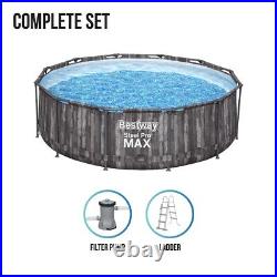 Bestway Steel Pro Max Round Pool Set 12FT Swimming Pool, Wood Print