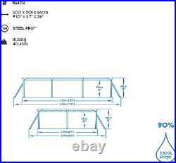 Bestway Steel Pro Pool Swimming Pool, Rectangle Above Ground Garden Frame