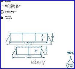 Bestway Steel Pro Pool Swimming Pool, Rectangle Above Ground Garden Frame