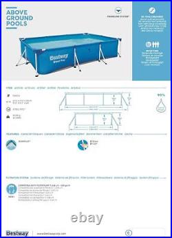 Bestway Steel Pro Pool Swimming Pool, Rectangle Above Ground Garden Frame