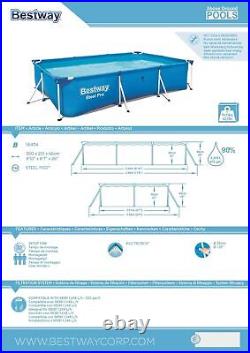 Bestway Steel Pro Pool Swimming Pool, Rectangle Above Ground Garden Frame