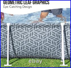 Bestway Steel Pro Rectangle Above Ground Poo, Leaf Shape Pattern Swimming Set