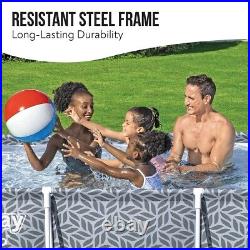 Bestway Steel Pro Rectangle Above Ground Pool, Leaf Design 12ft Swimming Pool