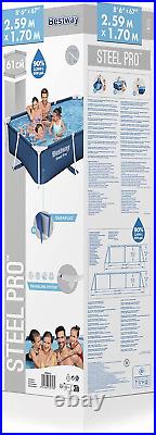 Bestway Steel Pro Swimming Pool Above Ground Rectangle Paddling Pool, 8'6